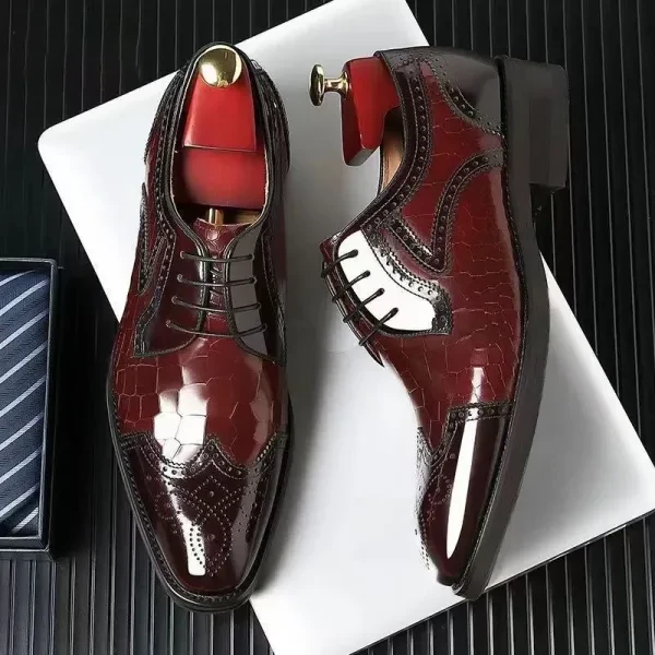 Premium Faux Leather Red Boots Snake Pattern Formal Shoes for Men