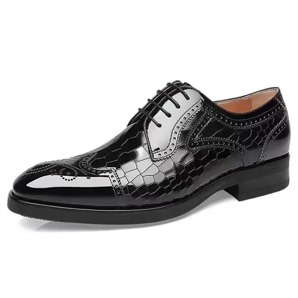 Premium Black Faux Leather Boots-Men Snake Pattern Formal