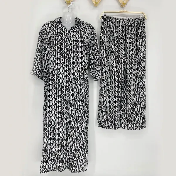 2 Pcs Women Long Sleeve Dress Round Neck with Bottom Maxi Dress Girls Casual Par