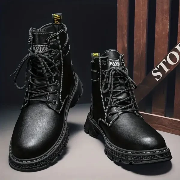 Men's Trendy Black PU Leather Ankle Boots for Parties & Outdoors