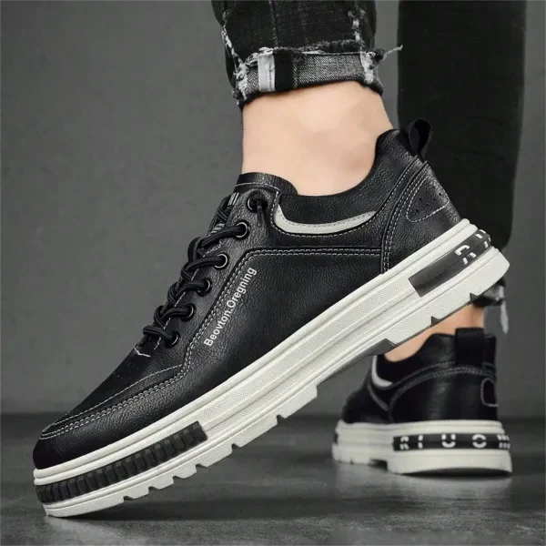 Black Lace Closure Men's Sneakers with Anti-Skid Sole - Ideal for Running and Pa