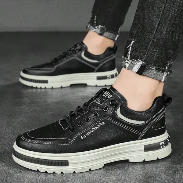 Black Lace Closure Men's Sneakers with Anti-Skid Sole - Ideal for Running and Pa