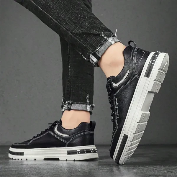 Black Lace Closure Men's Sneakers with Anti-Skid Sole - Ideal for Running and Pa