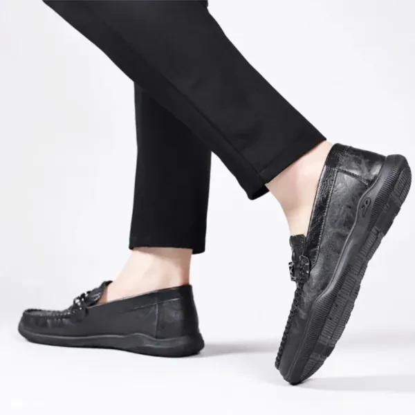 Crocodile Slip-On Loafers Men's Formal Shoes (Synthetic Leather Almond Toe Flat