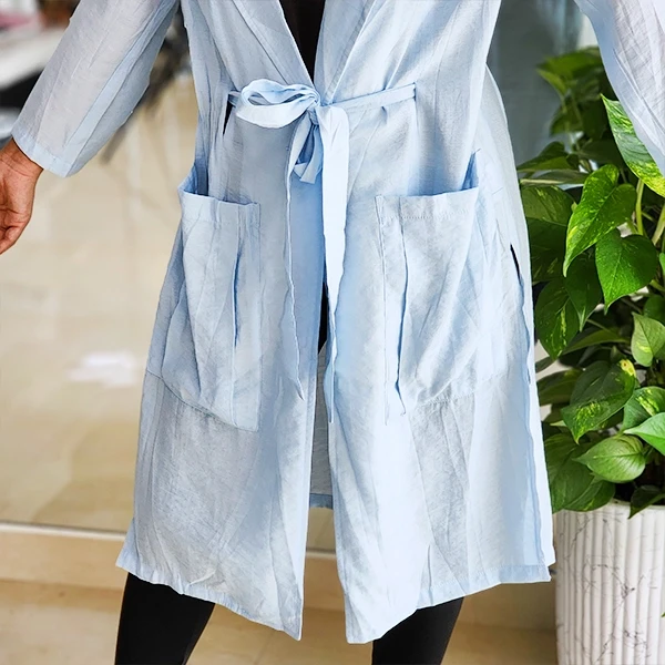 Blue Denim Lapel Cardigan Jacket – Casual & Stylish Women's Jacket (Quarter Slee