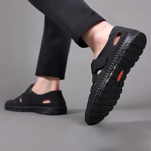 Stitch Hollow Detail Buckle Velcro Closure Durable Men's Lightweight Breathable