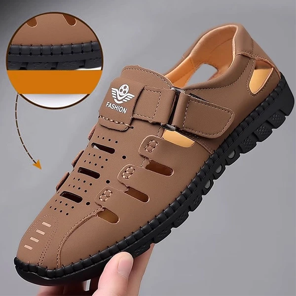 Stitch Hollow Detail Buckle Velcro Closure Durable Men's Lightweight Breathable