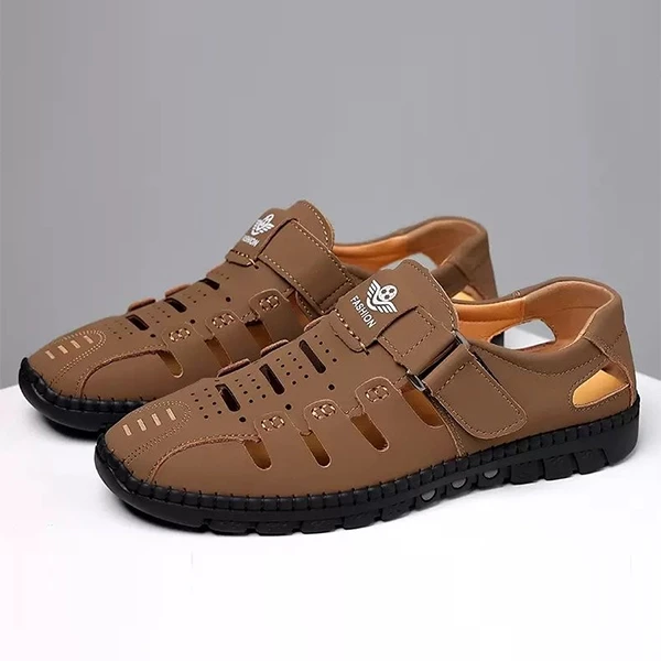 Stitch Hollow Detail Buckle Velcro Closure Durable Men's Lightweight Breathable