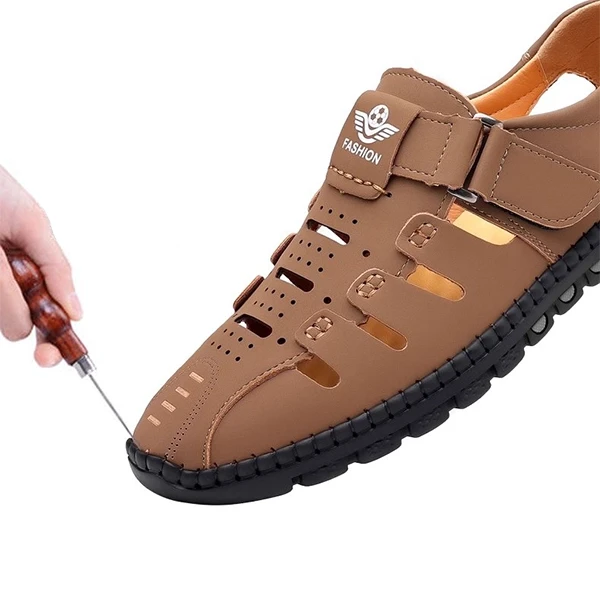 Stitch Hollow Detail Buckle Velcro Closure Durable Men's Lightweight Breathable