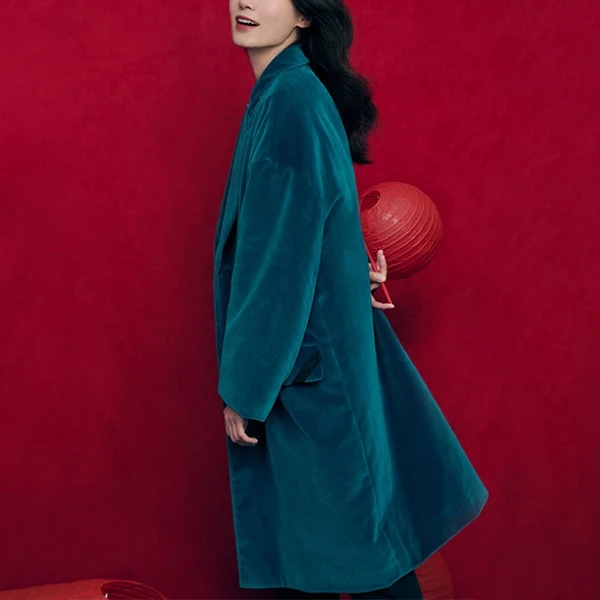 Lapel Neck Full Sleeves Fashionable Outfit Matching Blazer Button-Up Blue Coat J