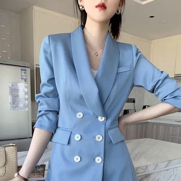 Lapel Neck Long Sleeves Top Blazer Coat Ladies Summer Fashion Shorts 3 Pieces Fo