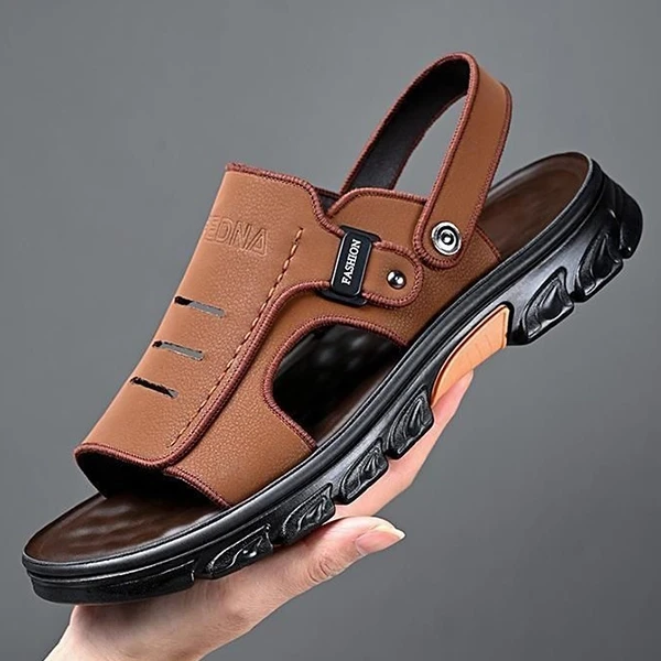 Brown Men's Sandals Formal & Outdoor Wear Non-Slip Sole (Strap Closure)