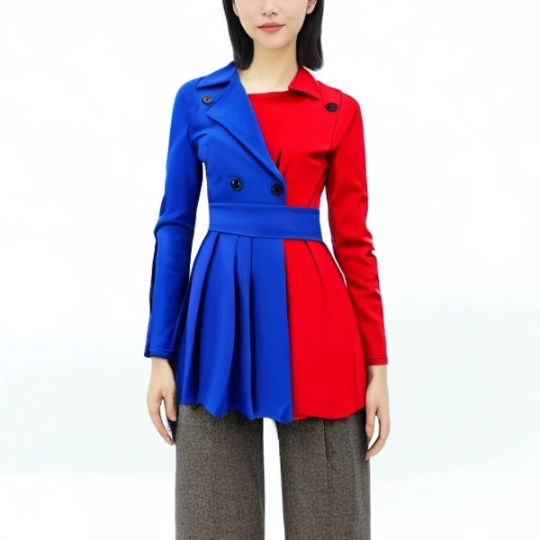 Multi-Color Full Sleeves Blazer Dress with Sashes Women's Formal Wear