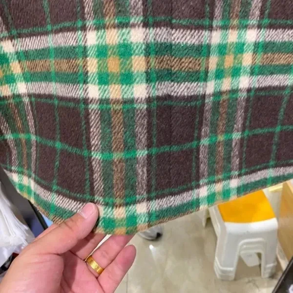 Plaid Lapel Neck Women's Blazer - Stylish Double Breasted Coat for Casual Outfit