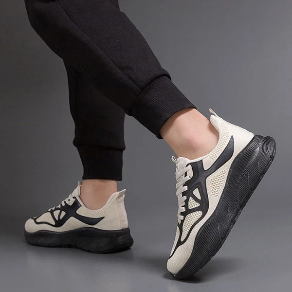 Hollow Detail Breathable Non-Slip Men Sports Shoes Lace-Up Lightweight Running S