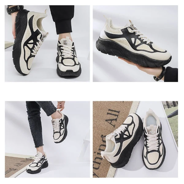 Hollow Detail Breathable Non-Slip Men Sports Shoes Lace-Up Lightweight Running S