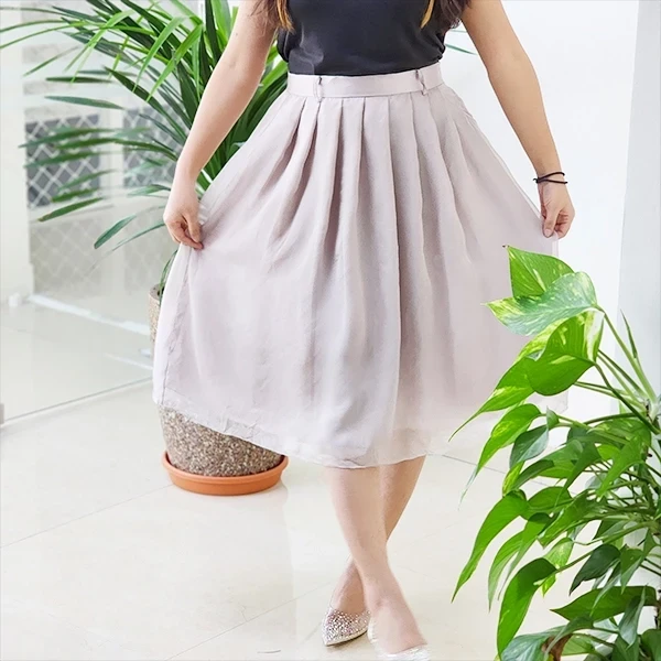 Pink Simple matching comfortable breathable pleated elastic waist high waist sli