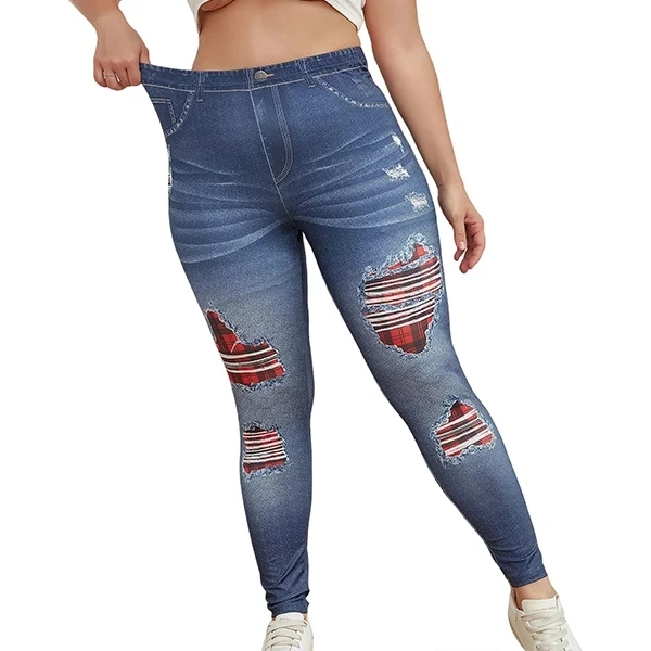 Ripped Design Jeans for Women - Comfortable & Stylish - Blue Denim Pants