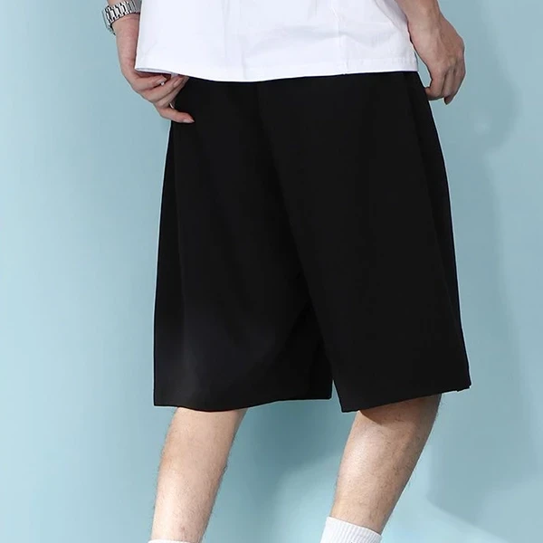 Black Baggy Knee Length Shorts with Pockets - Men's Summer Casual Wear