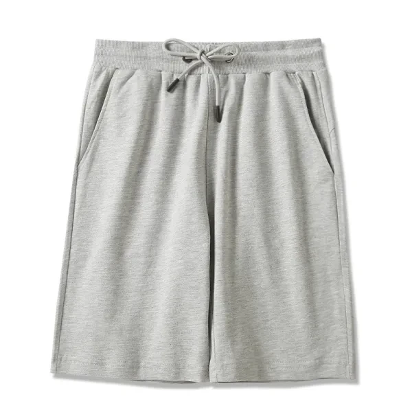 Gray Color Elastic Waist Drawstring Closure Casual Wear Joggers Cotton Shorts Fo