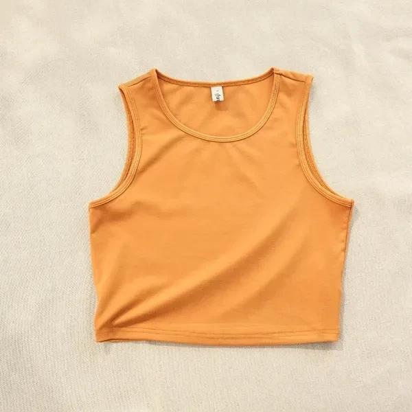 Yellow Cotton Crop Top - Women's Summer Vibes Slim Fit Sleeveless Casual Fashion