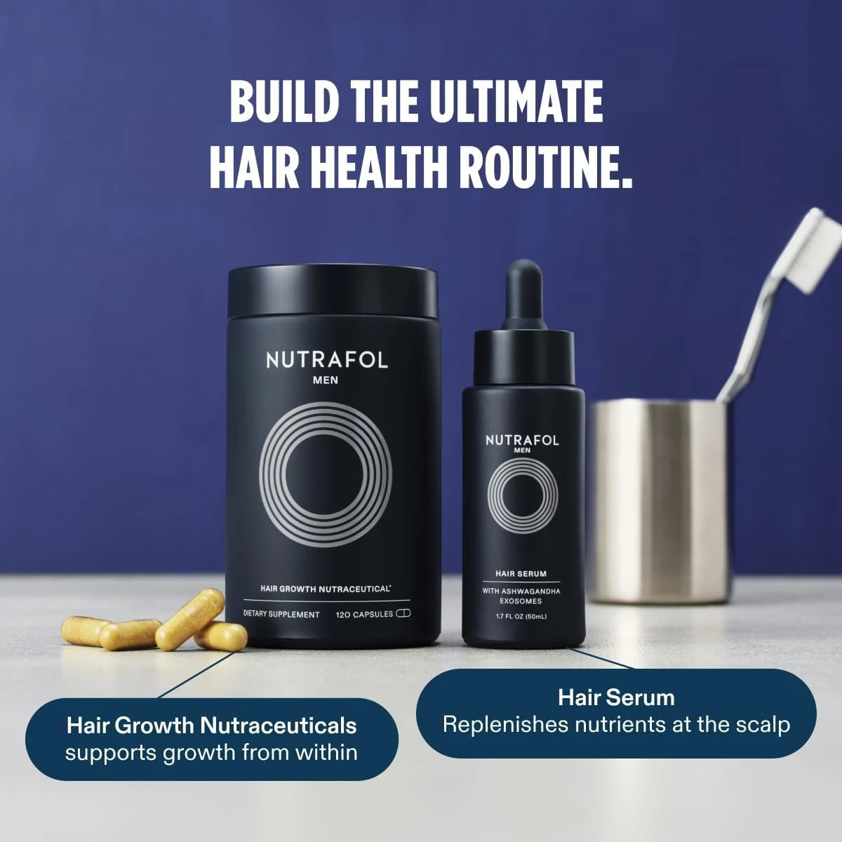 Nutrafol Men's Hair Growth Supplements, Clinically Tested for Visibly Thicker Ha