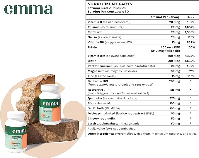 Emma Gut Health - Gas and Bloating Relief, Constipation, Leaky Gut Repair - Gut