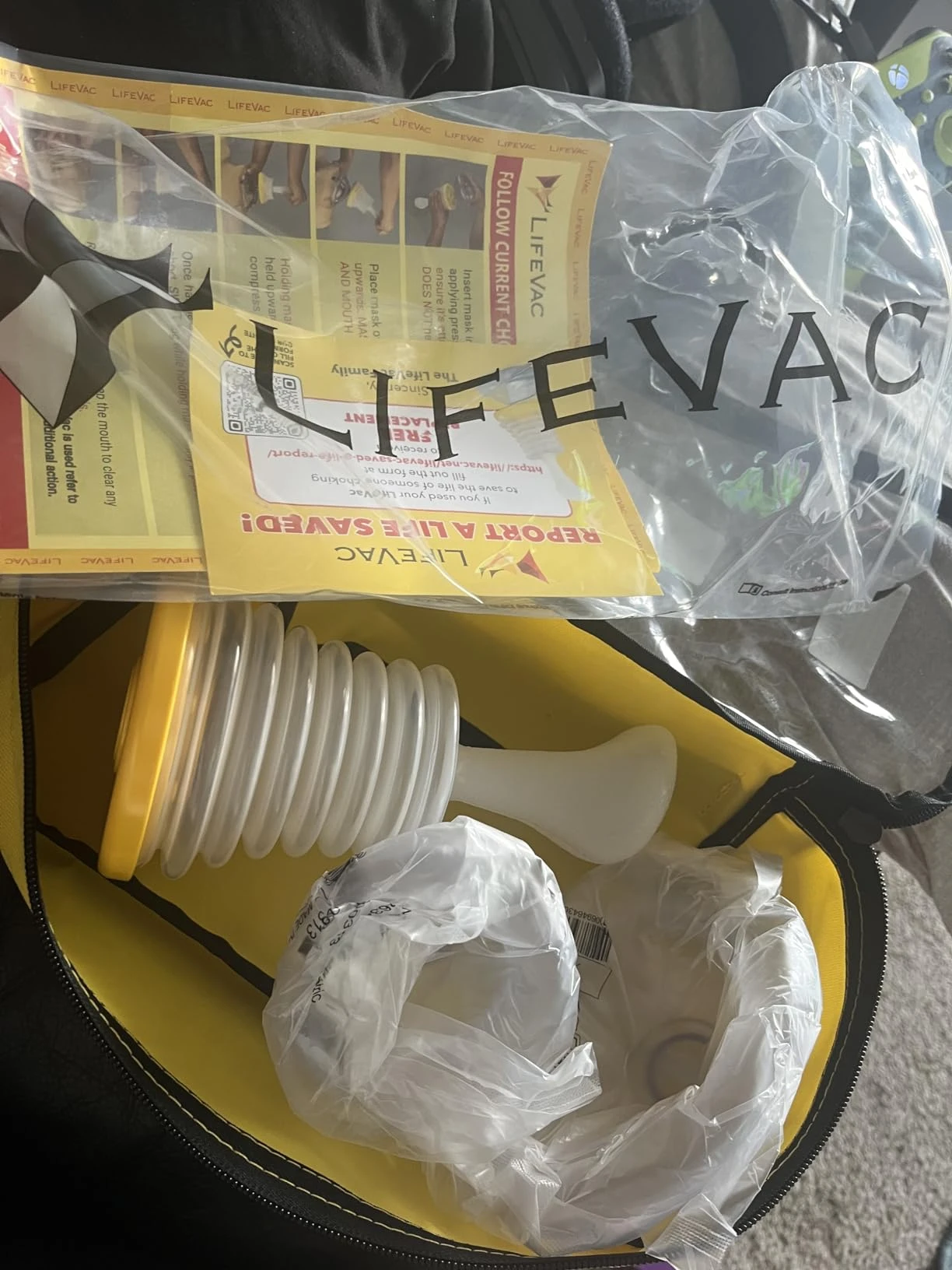 LifeVac Yellow Travel Kit - Portable Suction Rescue Device, First Aid Kit for Ki