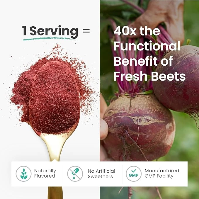 HumanN SuperBeets - Beet Root Powder - Nitric Oxide Boost for Blood Pressure, Ci