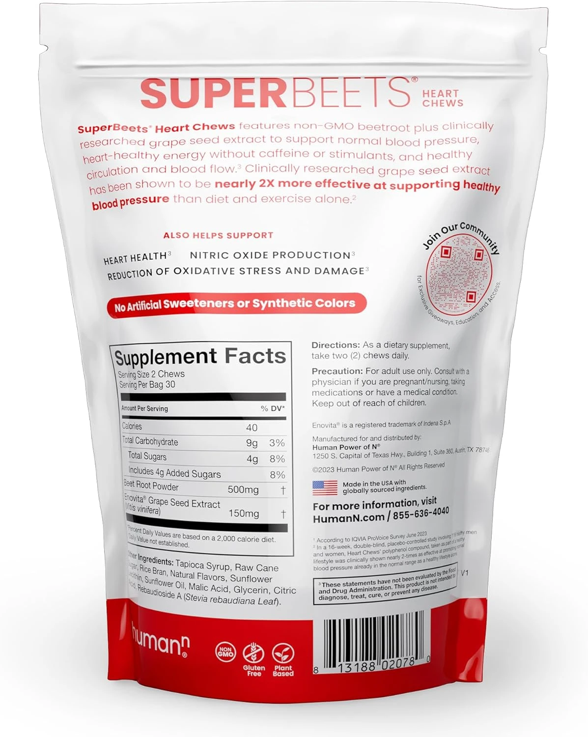 humanN SuperBeets Heart Chews - Nitric Oxide Production and Blood Pressure Suppo