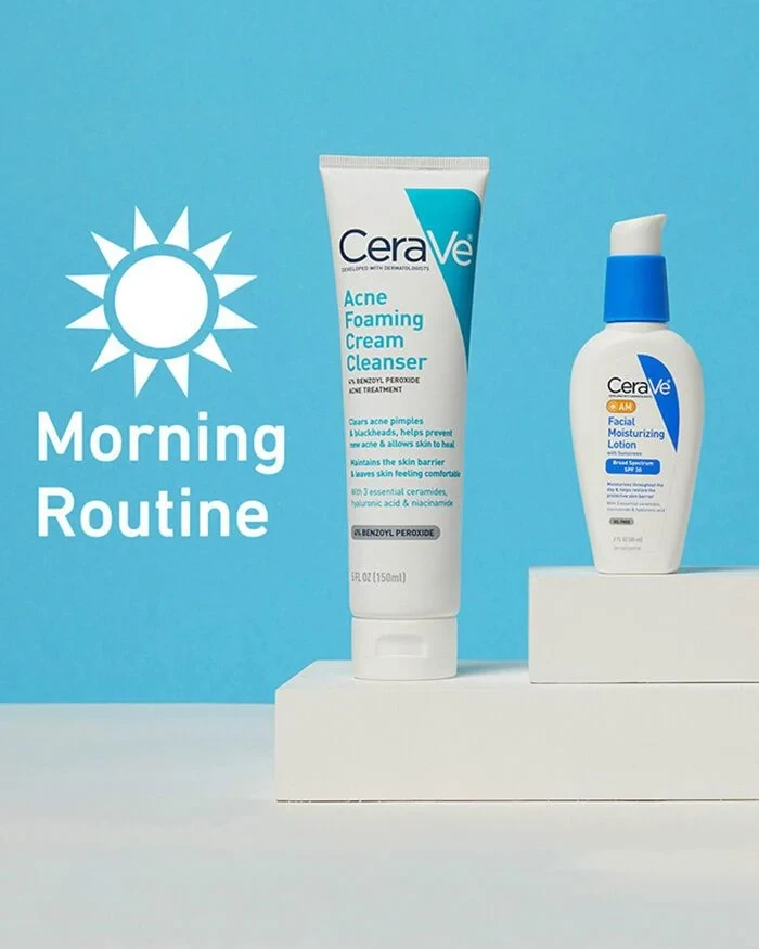 CeraVe Acne Foaming Cream Cleanser Effective 4% Benzoyl Peroxide Treatment, Hyal