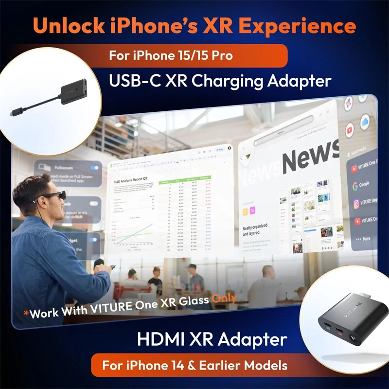 VITURE One XR Smart Glasses - 120" Full HD Display, 3D Gaming, Harman Sound, Myo