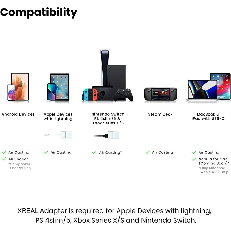 XREAL Nreal Air AR Smart Glasses with Massive 201" Micro-OLED Virtual Theater 3D