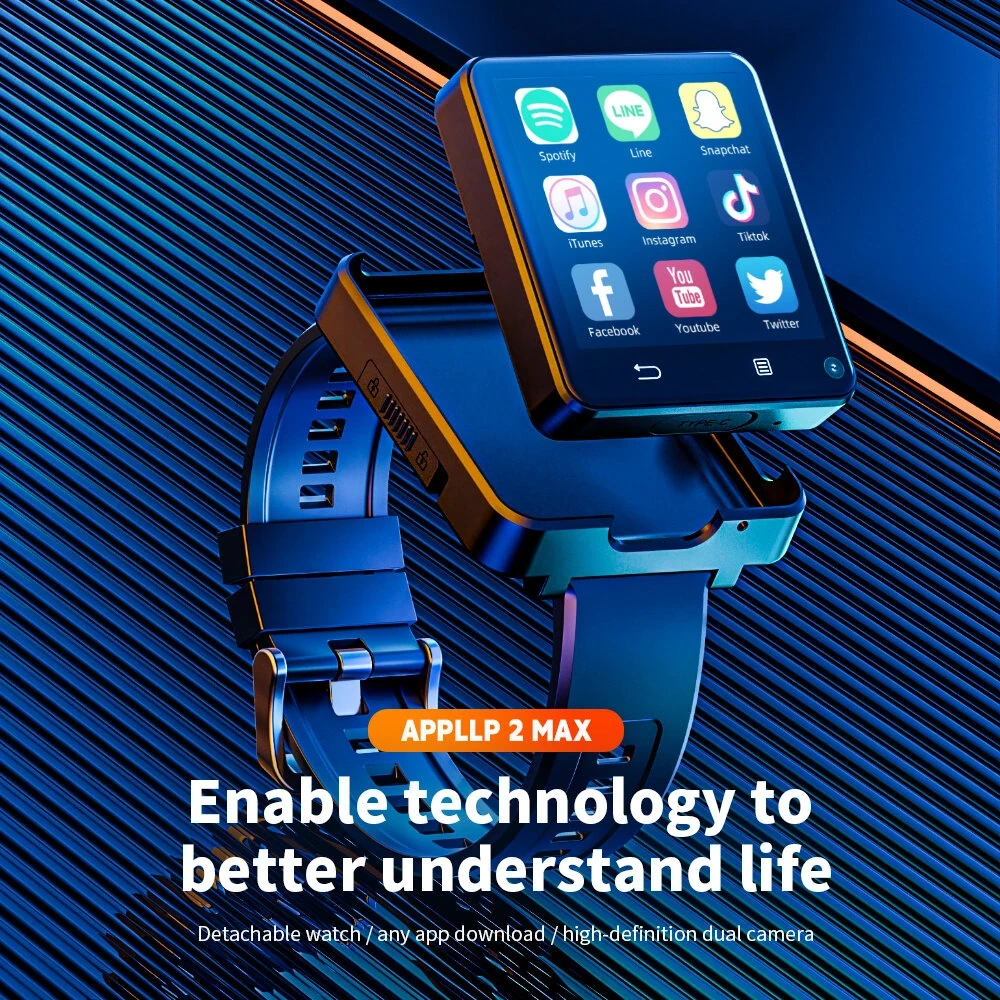 LOKMAT APPLLP 2 MAX Smart Watch - 2.64" HD, 4G Android, Detachable, GPS, Dual Ca