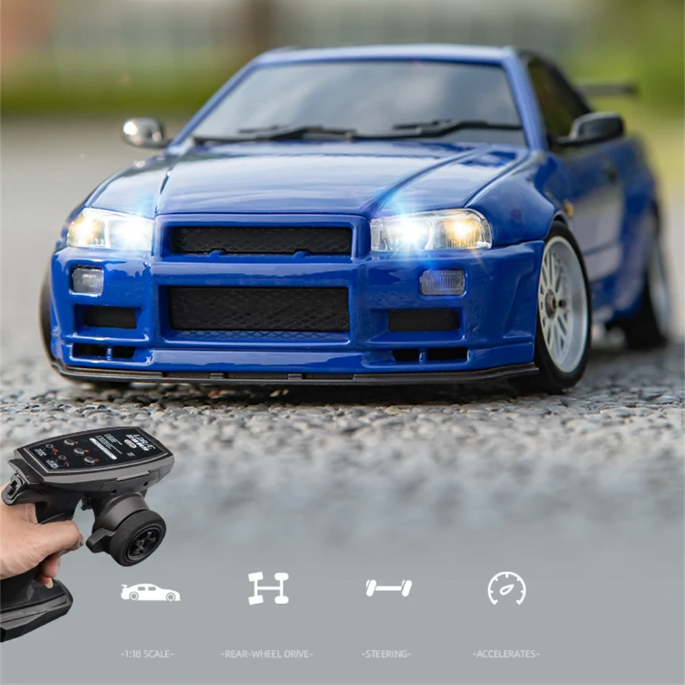 LDRC 1899/A99 RTR 1/18 2.4G RWD RC Car Drift GTR R34 Optional Gyro LED Light On-