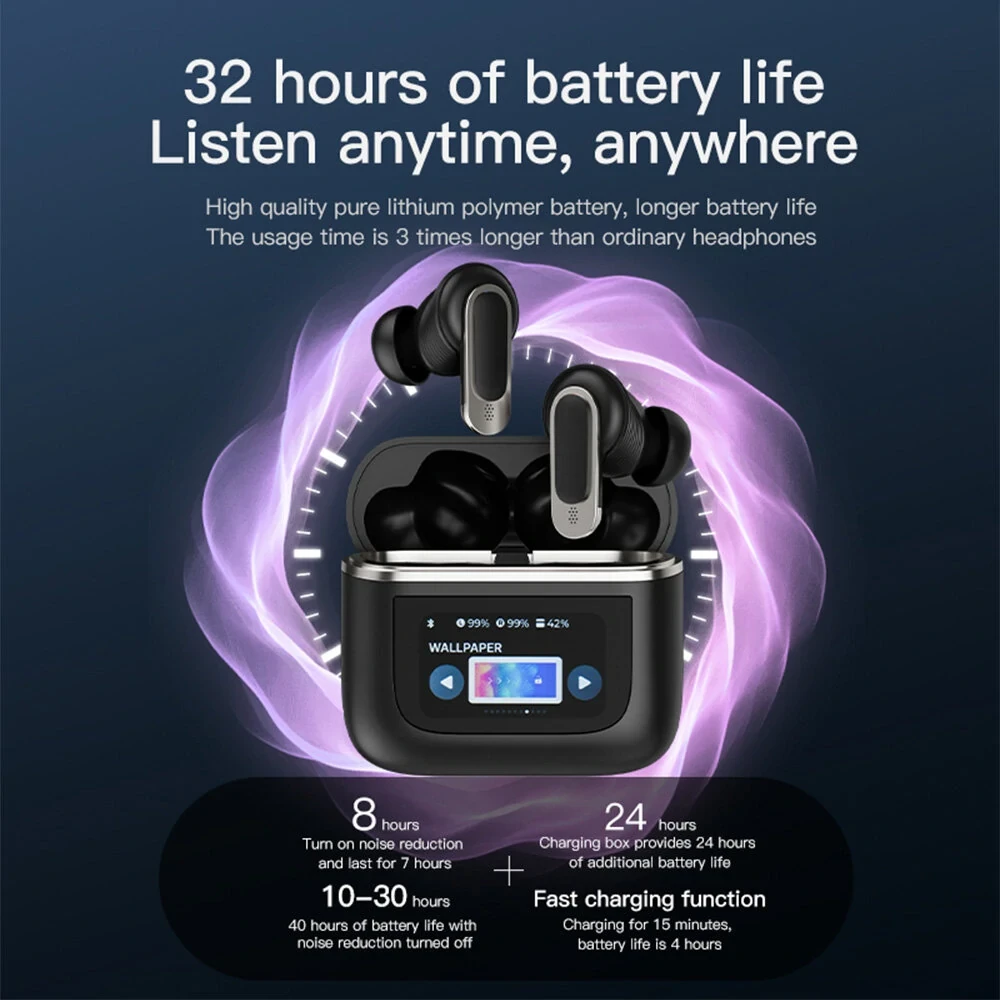 BlitzWolf BW-FYE16 TWS Earbuds - LED Screen, ANC, 32h Battery, 3D Audio, IPX5