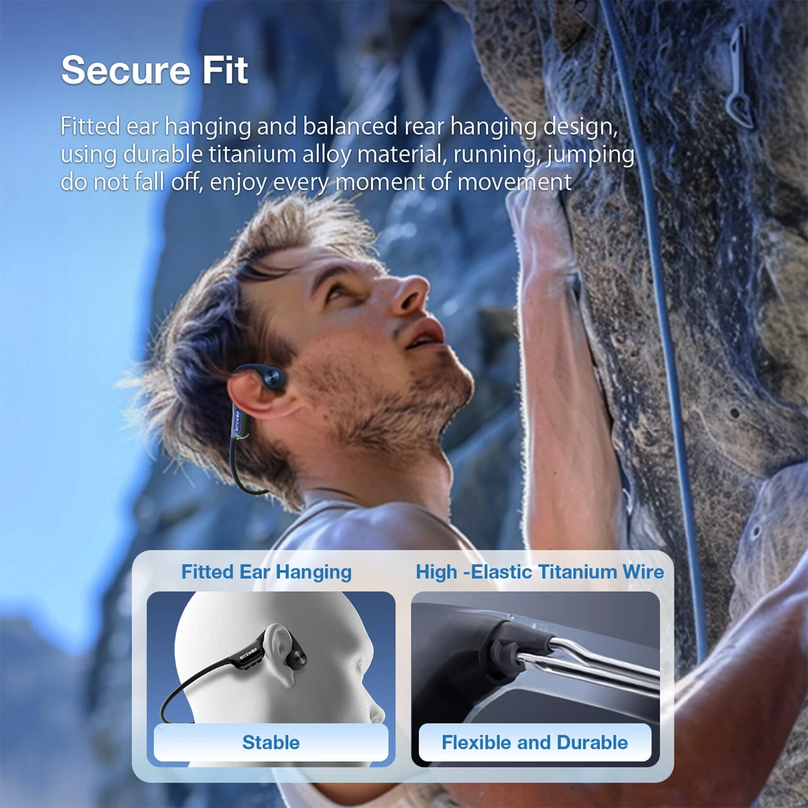 BlitzWolf BW-BTS9 Bone Conduction Earbuds - 32GB Memory, IPX8 Waterproof, Sports