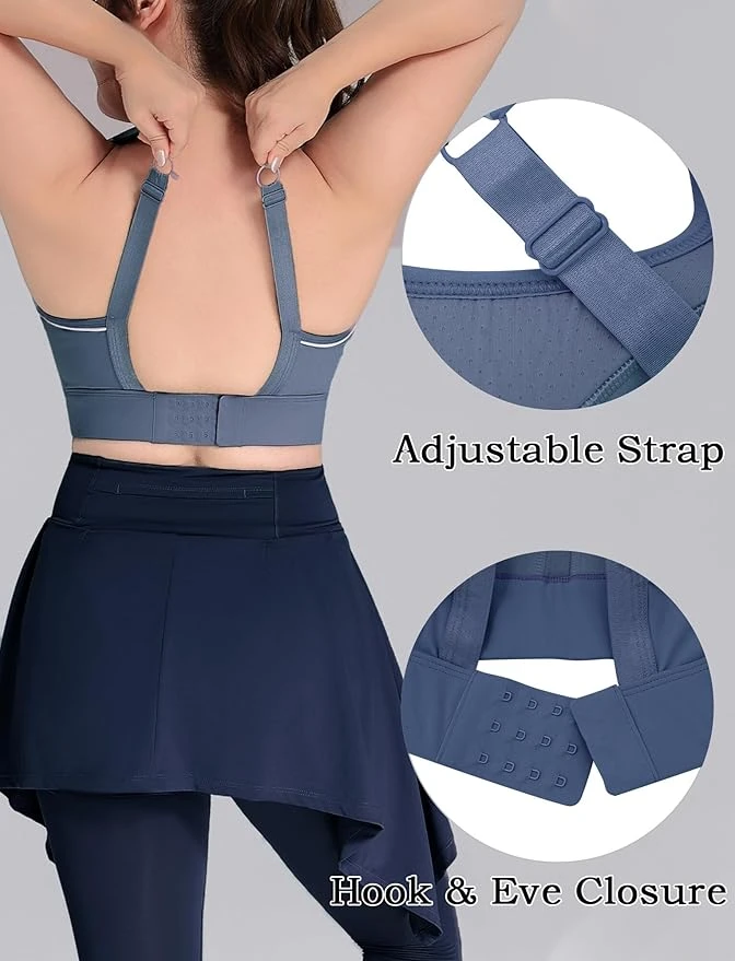 Women High Impact Sports Bra Racerback Molded Cup Supportive Workout Bra Adjusta