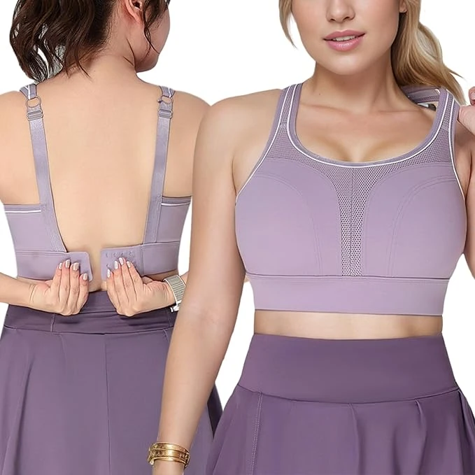 Women High Impact Sports Bra Racerback Molded Cup Supportive Workout Bra Adjusta