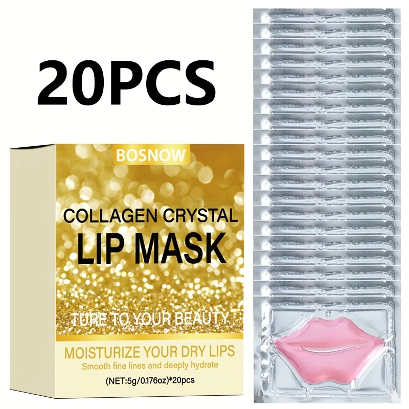 20pcs Collagen Crystal Lip Mask Moisturizes Dry Lips, Smooths Fine Lines, Deeply