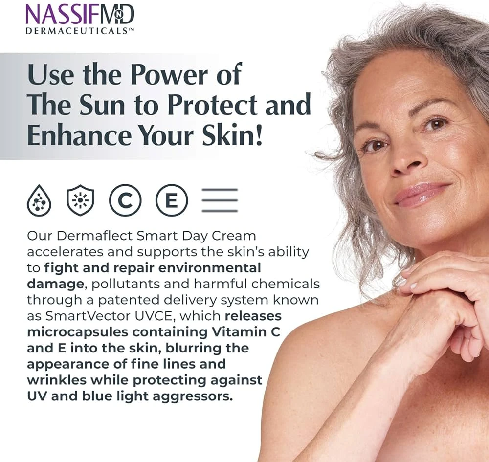NASSIF MD Dermaflect Smart Day Vitamin C Cream for Face and Body, Anti Aging Fac
