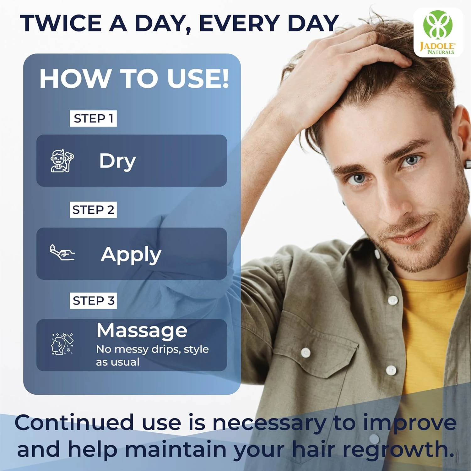 Jadole Naturals Men's 5% Minoxidil Foam- 3 x 60ml | Hair Regrowth Treatment for 