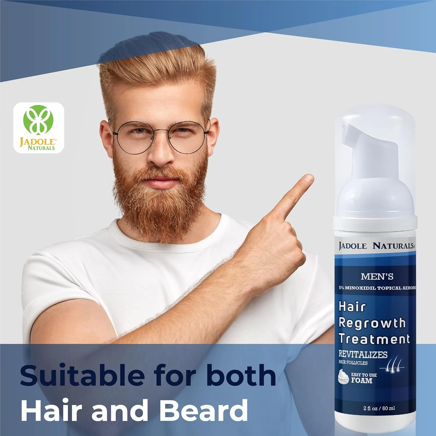 Jadole Naturals Men's 5% Minoxidil Foam- 3 x 60ml | Hair Regrowth Treatment for 