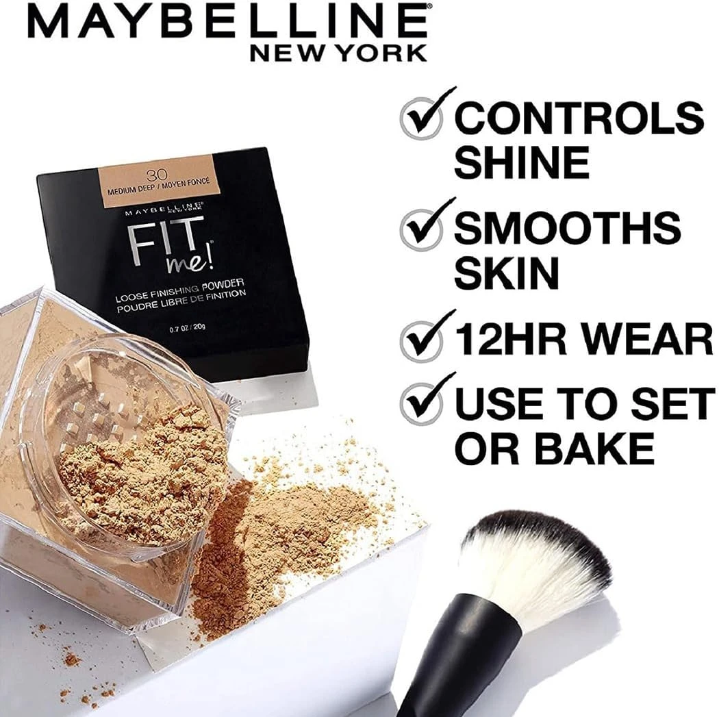 MAYBELLINE Fit Me Loose Finishing Powder, Medium Deep, 0.7 Ounce
