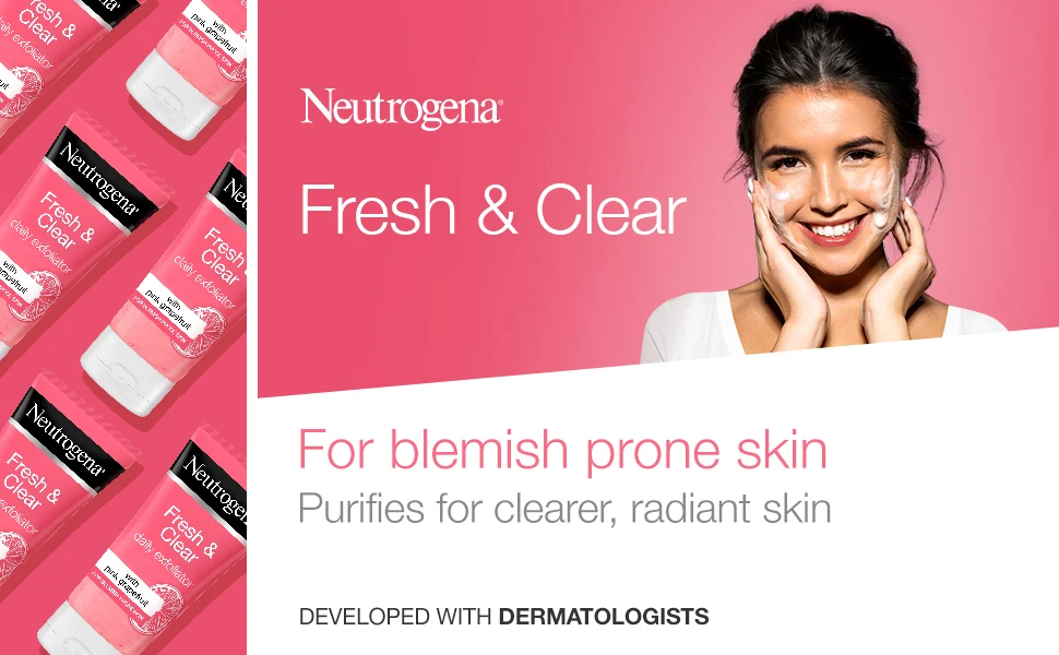 NEUtrogena, Fresh & Clear Daily Exfoliator, Pink Grapefruit & Vitamin C, Blemish