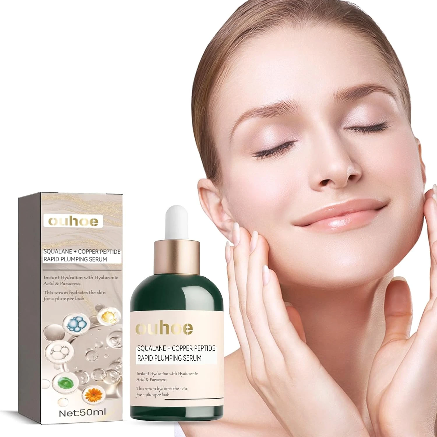 MEWELL Squalane Copper Peptide Rapid Plumping Serum, Powerfully Hydrating Face S