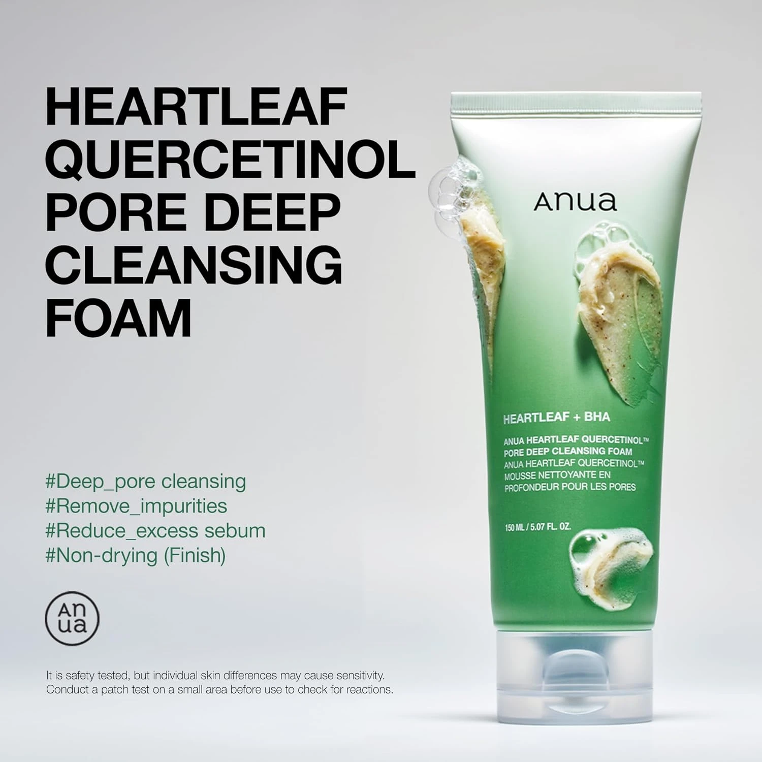 ANUA Heartleaf Quercetinol Pore Deep Cleansing Foam, Facial Cleanser, for Double