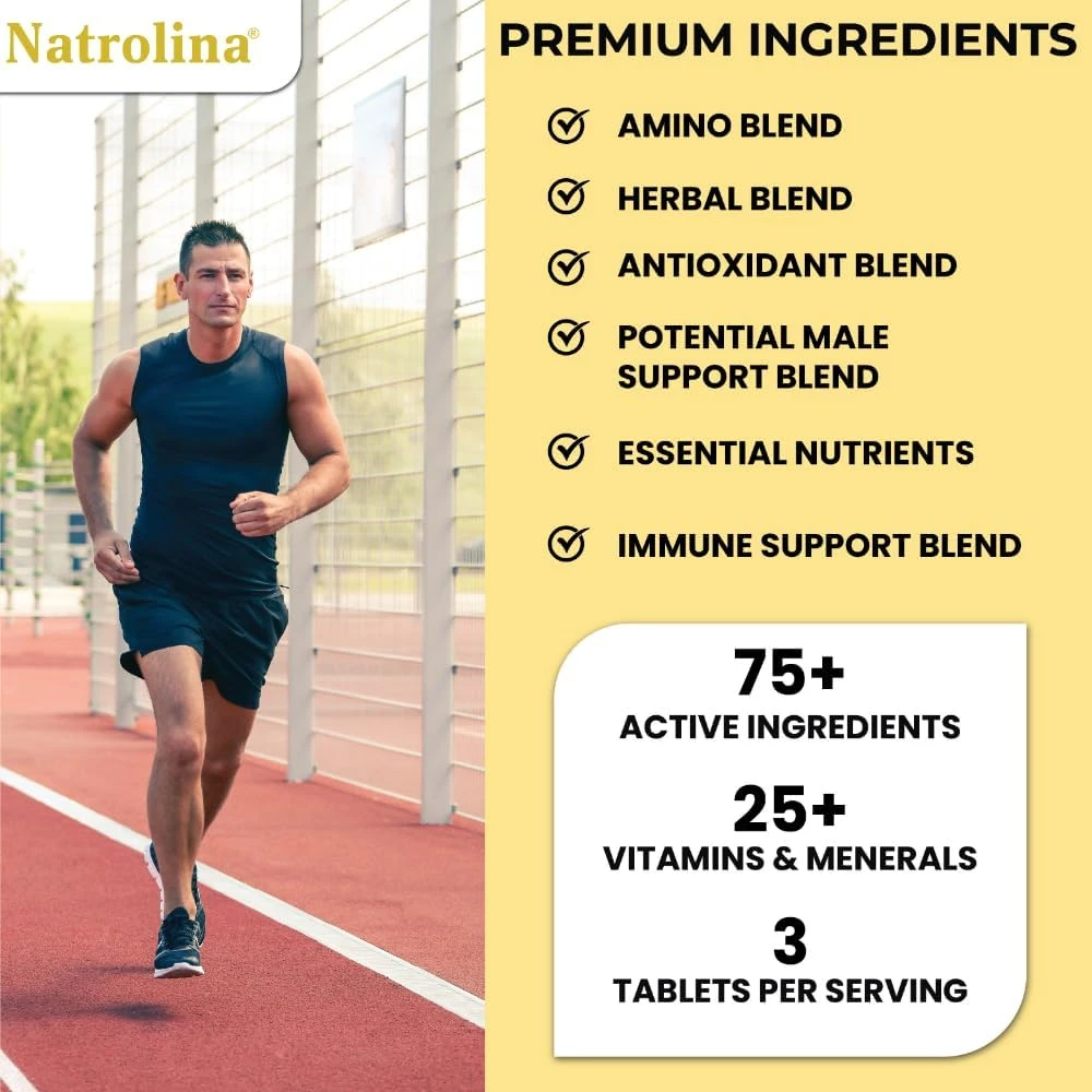 Natrolina Multivitamin for Men 150 Tablets | Support Immune System, Muscle, Bone