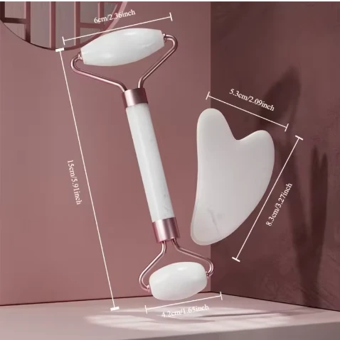 2Pcs Face Massager Roller Guasha Board Resin Scraper Wrinkle Remover Massage Rol