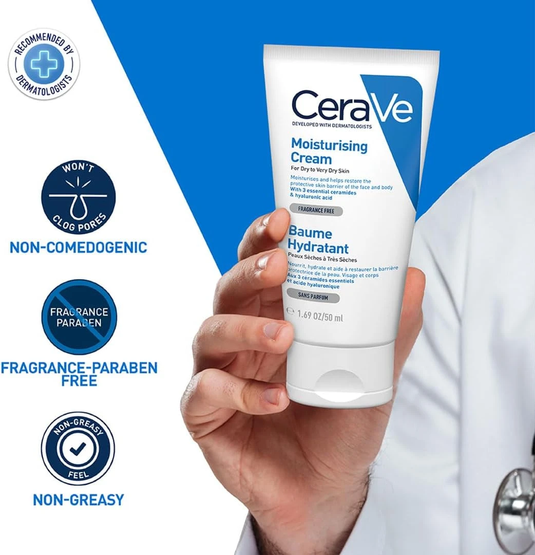 CeraVe Moisturizing Cream | 48H Body and Face Moisturizer for Dry to Very Dry Sk